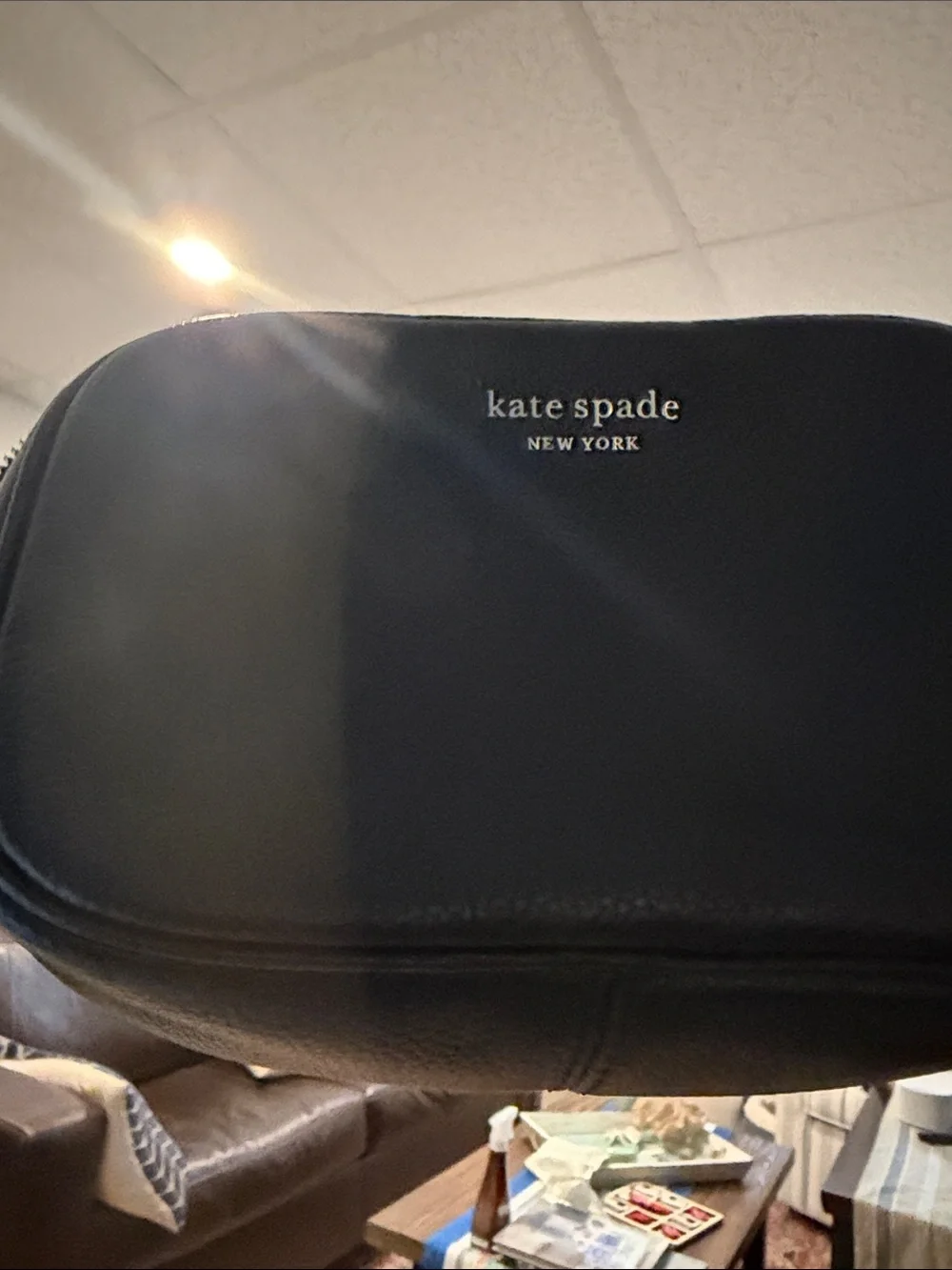 kate spade black leather shoulder/crossbody pouch